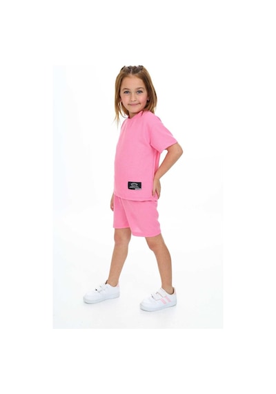 My Kids Wear Bisiklet Yaka Şortlu Kız Çocuk Şortlu Takım Pembe