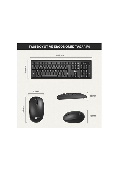 Lecoo Kw200 Kablosuz Klavye Mouse Seti  Optik