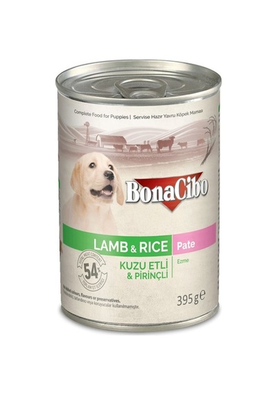 BonaCibo Pate Kuzu Etli & Pirinçli Konserve Yavru Köpek Maması 395 G