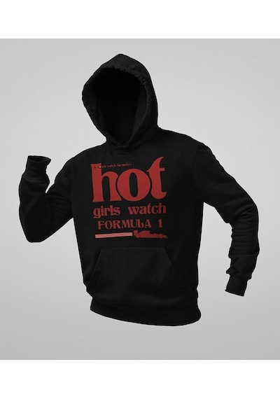 Sevbano Hot Girls Watch Formula 1 Yazılı Unisex Oversize Hoodie Siyah