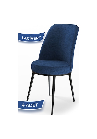 Canisa Concept Dexa Serisi Lacivert Renk 4 Adet Sandalye, Renk Lacivert, Ayaklar Siyah Lajivert