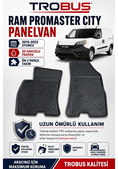 Trobus Ram Promaster City Panelvan 2015-2022 2d Havuzlu Paspas 2 Parça