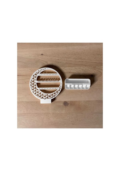 Dekoratif Beyaz Plastik Takı Standı Ve Organizeri - Küpelik Yüzüklük Takı Askısı 190x207x4 Mm Beyaz
