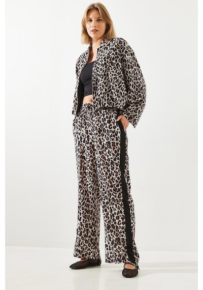Shade Kadın Yan Çizgili Leopar Jogger Pantolon Mbms015 60501015 - Leopar