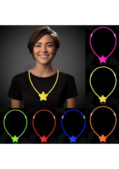 Ers Glow Stick Yıldız Kolye - Glow Kolye - Glow Stick Partisi Yıldız Kolye 6 Adet