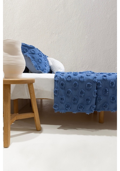 Koza Home Sitra Lacivert Çift Kişilik Püsküllü Yatak Örtüsü 230x250 2 Yastı Lacivert
