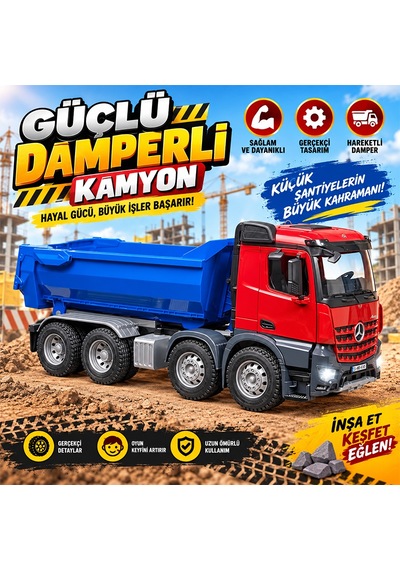 Büyük Boy Mb Across Damperli Oyuncak Kamyon Hareketli Kasalı İnşaat Aracı