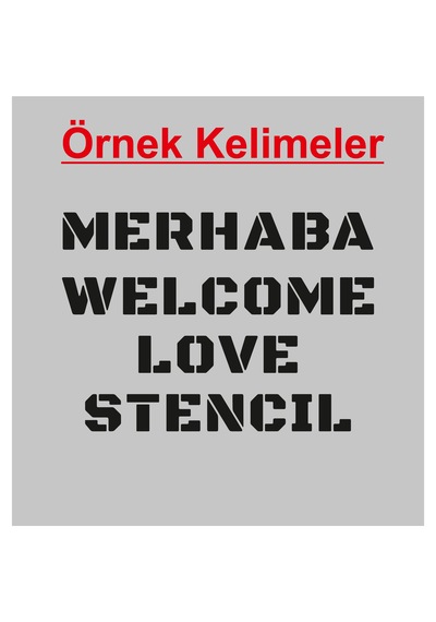 Stencil Harf Boyama Şablonu X057 Harf Yüksekliği 5 Cm