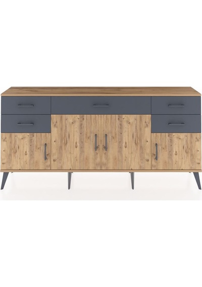 Arges Konsol Tek Raflı 5 Çekmeceli 4 Kapaklı 176x30x83 Çam-çam/antrasit Çam/antrasit Arges Konsol Tek Raflı 5 Çekmeceli 4 Kapaklı 176x30x83 Çam-çam/antrasit Çam/antrasit