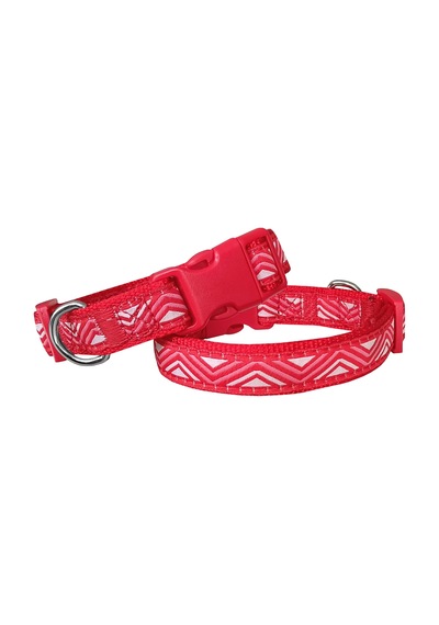 Doggie Dalga Desenli Dokuma Köpek Boyun Tasması 2 Cm X 31-47 Cm Kırmızı Diğer
