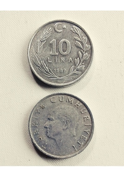 10 Lira 1987 Eski Koleksiyon Madeni Para.