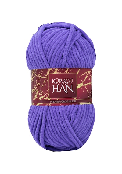 Kadife Örgü İpi 50gr %100 Polyester Yumuşak Pofuduk Koyu Lavanta