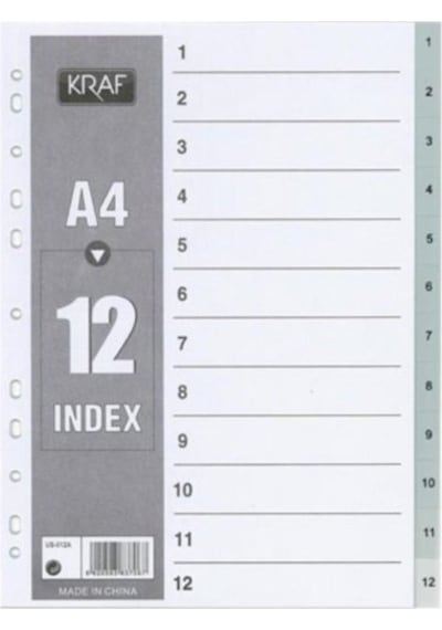 Kraf Ayraç A4 1-12 Rakam