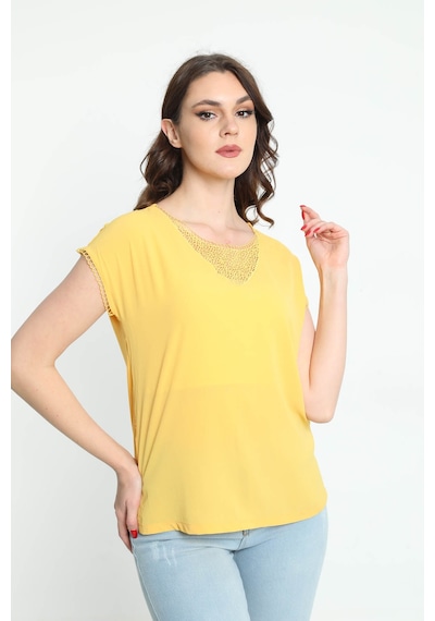 Ella Camelia Kadın Dantel Detaylı Bluz 5010024 Sarı Ella Camelia Kadın Dantel Detaylı Bluz 5010024 Sarı