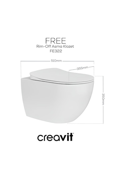 Creavit Free Beyaz Kanalsız Asma Klozet Fe322, Creavit Free Duck Duroplast Yavaş Kapak Diğer