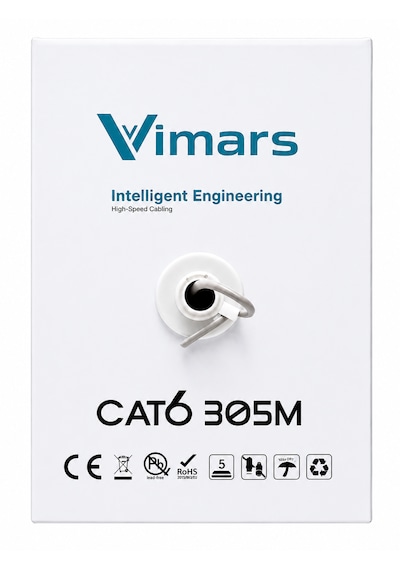 Vimars Cat6 23awg 305 Metre 0.50mm Gri Utp Ethernet İnternet Kablosu 305m