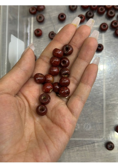 75 Adet 1 Cm Bambu Bordo Delikli Boncuk