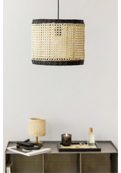 Modern İskandinav Hazeran & Rattan Avize Siyah