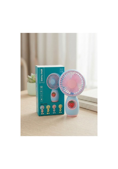 Taşınabilir Şarjlı El Vantilatörü - Sevimli Tasarımlı Sessiz Mini Fan - Çilek