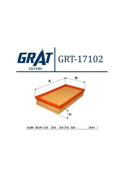 GRAT 17102 Hava Filtresi Focus 98-04 Tourneo Connect 02- Transit Connect 02- 1.4 16V 1.6 16V 1.8 TDCI 1.8 16V 2.0