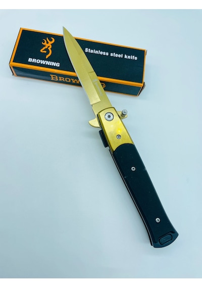 Browning Marka Gold Kamp Bıçak Siyahkasa Kamp Çakı //22cm Sarı - Siyah