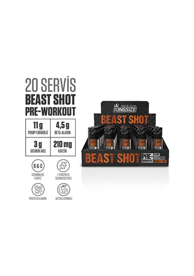 Kingsize Nutrition Beast Shot Pre-workout 60 Ml 20 Adet - Şeftali