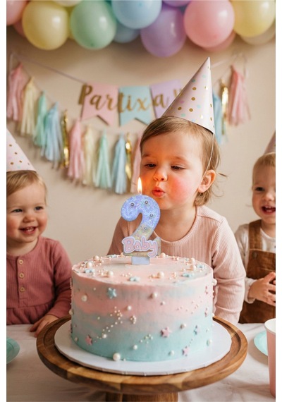 Sarı Baby Rakam Mum Doğum Günü Pasta Süsü