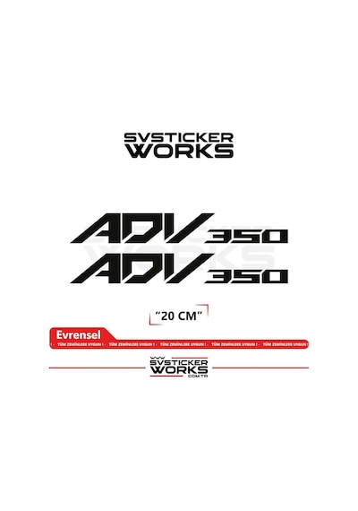 Honda Adv 350 Sticker Uyumlu Yazı Yüksek Kalite Özel Kesim Folyo 2'li Set Siyah