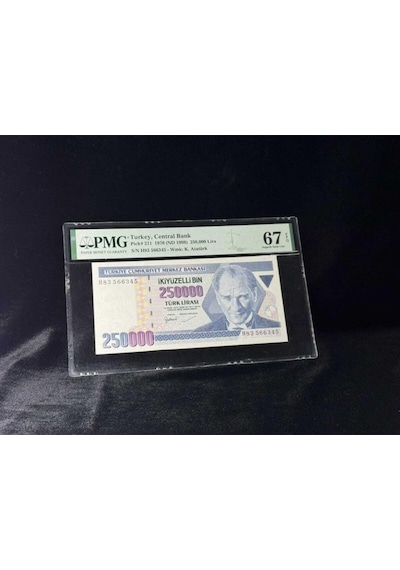 Türk Lirası Pmg 67 Epq Superb Gem Unc 250.000 Lira P 211 1970 Nd 1998 S/n H83 7. Emisyon 3. Terti