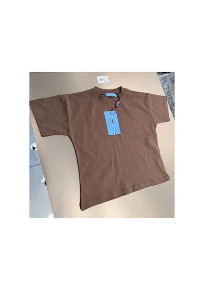 Poala Kids Basic Overisize Tshirt Kahverengi