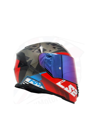 Ls2 Storm 2 Sprinter Full Face Motosiklet Kaskı Şeffaf + Gökkuşağı Vizörlü Siyah - Gri - Cobalt