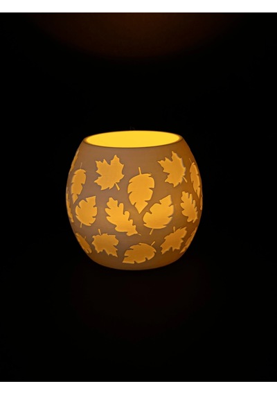 3d Baskı Yaprak Desenli Tealight Mumluk Sonbahar Yaprakları Kabartmalı Dekoratif Şamdan Masa Süsü Renkli