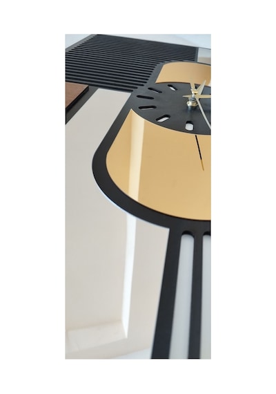 Pisatto 41x58 Dekoratif Asimetrik Tablo Lazer Duvar Saati Çok Renkli