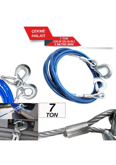 Çekme Halatı 7 Ton Çelik İzoleli 4 Mt 8mm 1720507