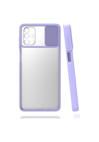 Kilifone - Samsung Uyumlu Galaxy M51 - Kılıf Slayt Sürgülü Arkası Buzlu Lensi Kapak - Lila