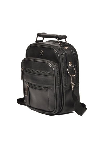 Praff Leather Siyah Hakiki Deri Çok Bölmeli Erkek Portfoy El Çanta Pc-004 Küçük Boy