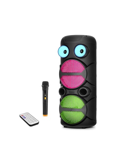 Bluetooth Hoparlör Fm Radyo 2x8 Inç Usb Tf Aux Rgb Mikrofonlu Kumandalı - Siyah Jbr8809 Evimdeyokyok