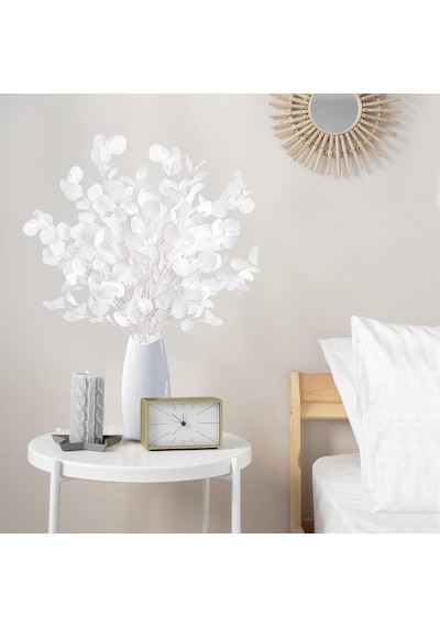 Yapay Çiçek Beyaz Okaliptus Tek Dal Kumaş Yapraklı Uzun Dal 80cm Eucalyptus