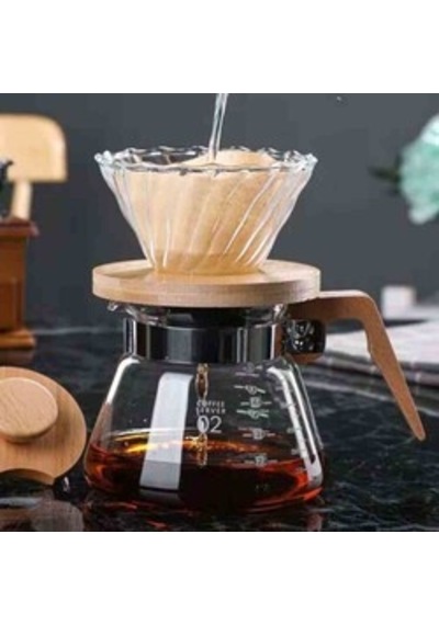 EPİNOX BOROSİLİKAT CAM KAHVE SÜRAHİSİ AHŞAP SAP - 600ML (VCWN-60)