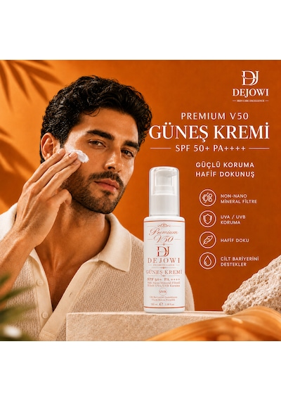 Dejowi V50 Premium Mineral Filtre Destekli Hibrit Uva/uvb Koruma Spf 50+ Pa++++ Güneş Kremi 100ml
