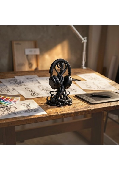 Happy3dworld Gotik Dokunaç Kulaklık Standı, 3d Baskı Sanatsal Masaüstü Dekor