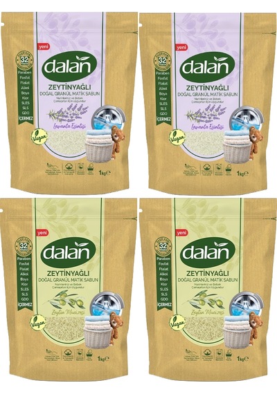 Dalan Doğal Granül Sabun Tozu 1Kg Karma Set 2+2=4Kg Doğal Bebekle