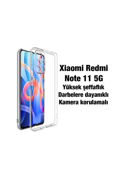 Ally Xiaomi Redmi Note 11 5g Kılıf Kamera Korumalı Ultra İnce Şeffaf Silikon Kılıf- 5775 Şeffaf 2