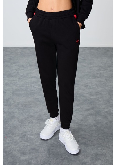 Tommy Life Siyah Kompakt Pamuklu Kalın Pürüzsüz Dokulu Kapüşonlu Oversize Fit Kadın Eşofman Takım - 95343 Siyah