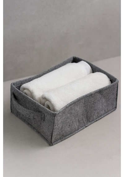 Yunusoğlu Home Dolap İçi Çamaşır Oyuncak Düzenleyici Keçe Saklama Kutusu Sepet Organizer 38x25x13 Cm Gri