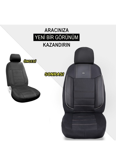 Mazda 323 Araçlara Uyumlu Oto Koltuk Kılıfı Seti- Violet Serisi Siyah/beyaz