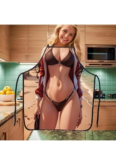 Valkyrie Bikini Esprili Mutfak Önlüğü Baskılı Unisex Parti Barbekü Mutfak Önlüğü 80x60 Cm Çok Renkli