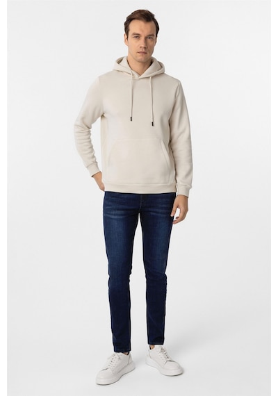 Süvari Bej Regular Düz Kapüşonlu Yaka Sweatshirt Bej
