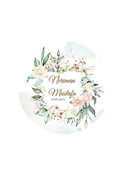 Suluboya Çiçek Modeli 2, Etiket Modeli Ürünlerinize Özel 4cm - 60 Adet Opak Sticker Renkli