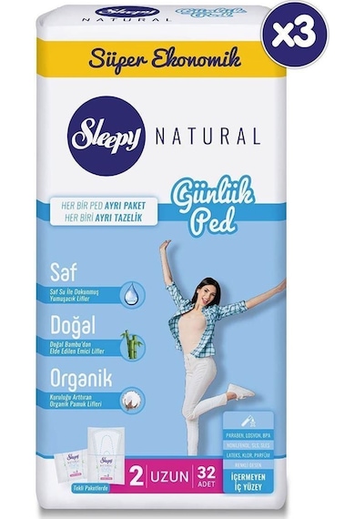 Sleepy Natural Günlük Ped Uzun 3x32 Adet